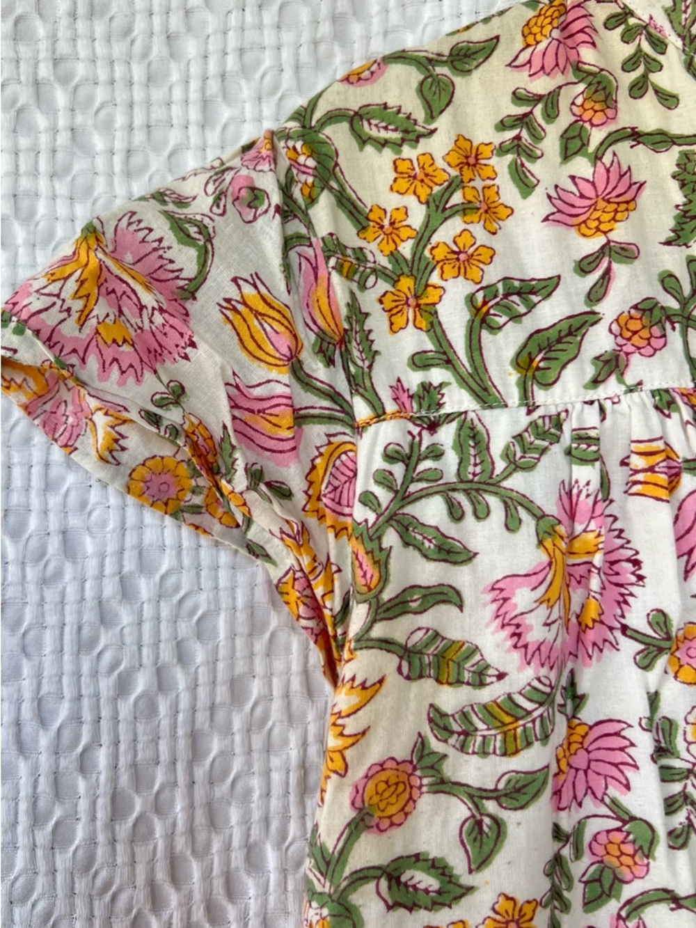 Madison Mathews Folly Floral Tiered Mini Dress Cotton Sz M - Picture 4 of 9